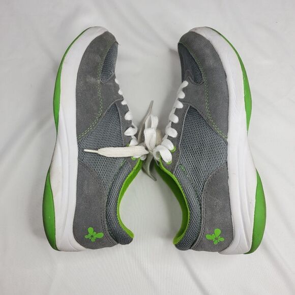 10 GRAY SUEDE LEATHER green lace up sneakers tennis shoes OLD NAVY - Picture 9 of 12